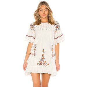 Free People White Floral Embroidered Dress
